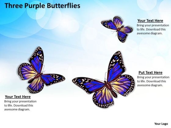 Business Strategy Model Three Purple Butterflies Icons Business Strategy Model Three Purple Butterflies Icons