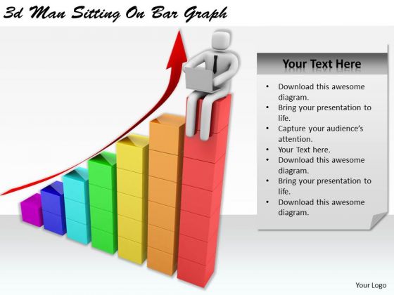 Business Strategy Plan Template 3d Man Sitting On Bar Graph Basic Concepts