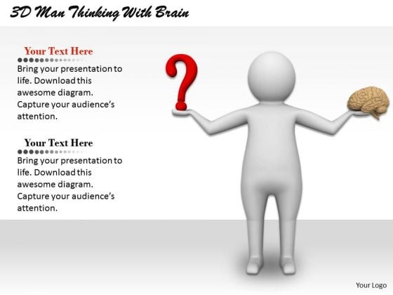 Business Strategy Plan Template 3d Man Thinking With Brain Characters Business Strategy Plan Template 3d Man Thinking With Brain Characters