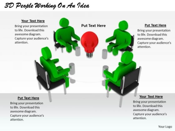 Business Strategy Plan Template 3d People Working On Idea Character Modeling