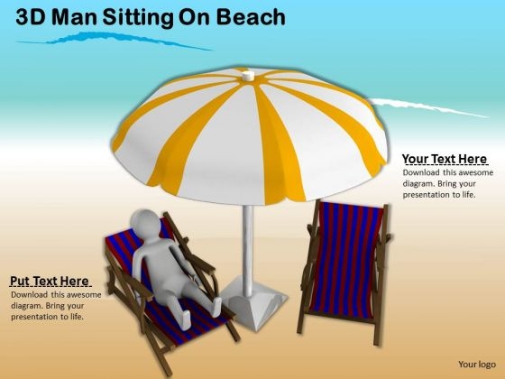 Business Strategy Planning 3d Man Sitting On Beach Character Business Strategy Planning 3d Man Sitting On Beach Character