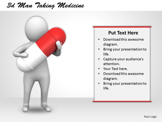 Business Strategy Planning 3d Man Taking Medicine Character Business Strategy Planning 3d Man Taking Medicine Character