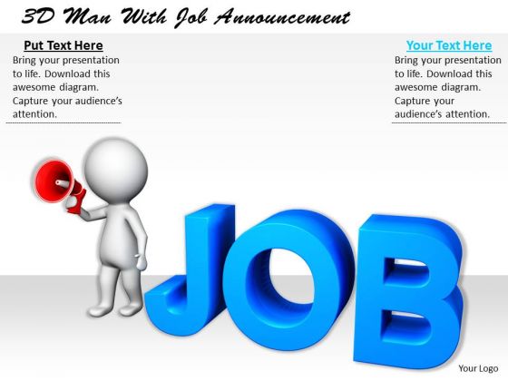 Business Strategy Planning 3d Man With Job Announcement Concept Business Strategy Planning 3d Man With Job Announcement Concept