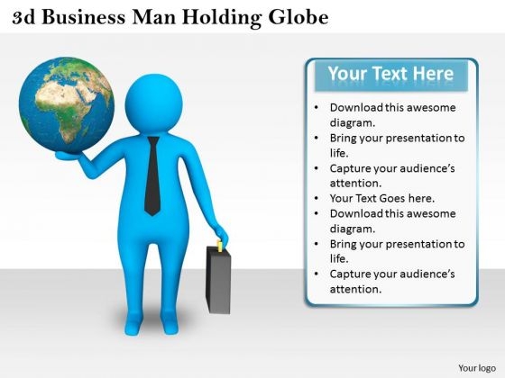 Business Strategy Process 3d Man Holding Globe Character Business Strategy Process 3d Man Holding Globe Character