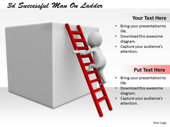 Business Strategy Process 3d Successful Man On Ladder Characters Business Strategy Process 3d Successful Man On Ladder Characters