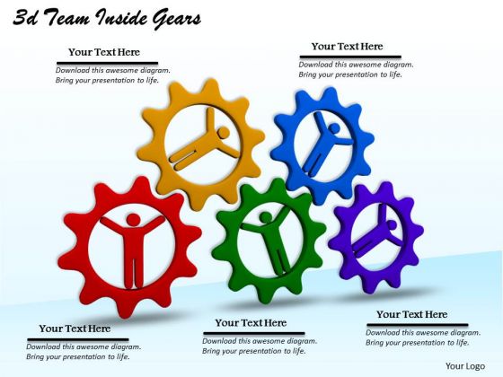 Business Strategy Process 3d Team Inside Gears Characters Business Strategy Process 3d Team Inside Gears Characters
