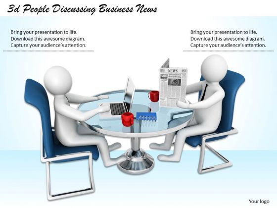 Business Strategy Review 3d People Discussing News Character Business Strategy Review 3d People Discussing News Character