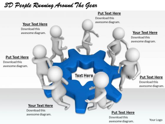 Business Strategy Review 3d People Running Around The Gear Character Business Strategy Review 3d People Running Around The Gear Character