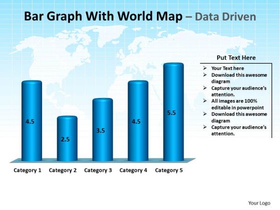 Business Success PowerPoint Templates Business Bar Graph With World Map Ppt Slides