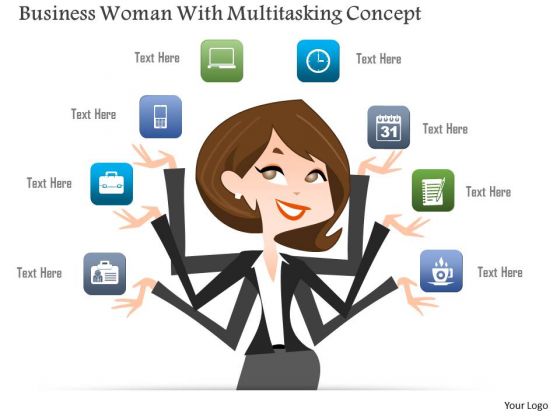 Business Woman With Multitasking Concept PowerPoint Template