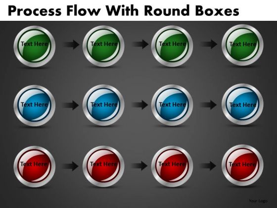 Buttons Icons Process Stages Editable PowerPoint Slides
