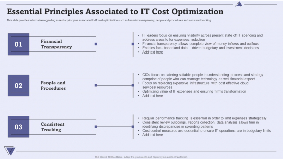 CIO For IT Cost Optimization Techniques Essential Principles Associated To IT Cost Optimization Demonstration PDF