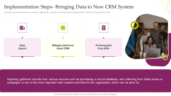 CRM System Deployment Plan Implementation Steps Bringing Data To New Crm System Microsoft PDF