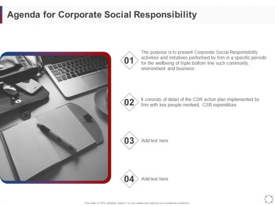 CSR Activities Company Reputation Management Agenda For Corporate Social Responsibility Ppt Layouts Outfit PDF CSR Activities Company Reputation Management Agenda For Corporate Social Responsibility Ppt Layouts Outfit PDF