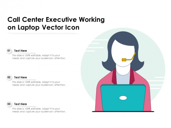 Call Center Executive Working On Laptop Vector Icon Ppt PowerPoint Presentation Portfolio Designs PDF