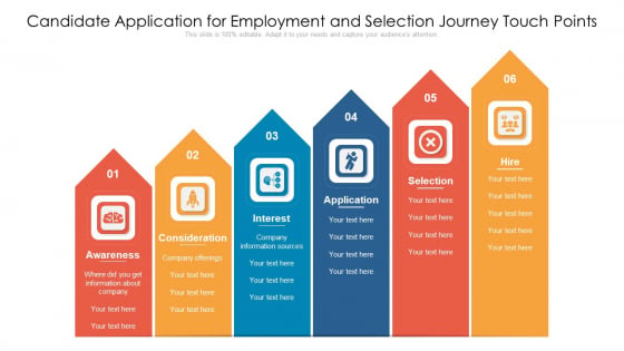 Candidate Application For Employment And Selection Journey Touch Points Ppt PowerPoint Presentation Gallery Infographic Template PDF