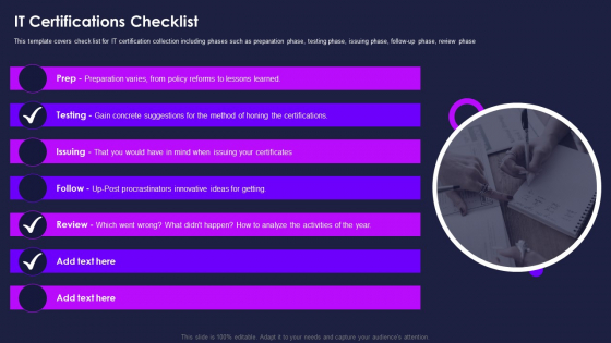 Certification Information Technology Professionals IT Certifications Checklist Icons PDF Certification Information Technology Professionals IT Certifications Checklist Icons PDF