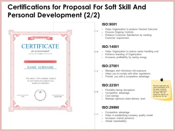 Certifications For Proposal For Soft Skill And Personal Development Market Sample PDF Certifications For Proposal For Soft Skill And Personal Development Market Sample PDF