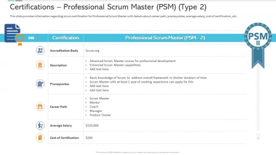 Certifications Professional Scrum Master PSM Type Accreditation Brochure PDF Certifications Professional Scrum Master PSM Type Accreditation Brochure PDF