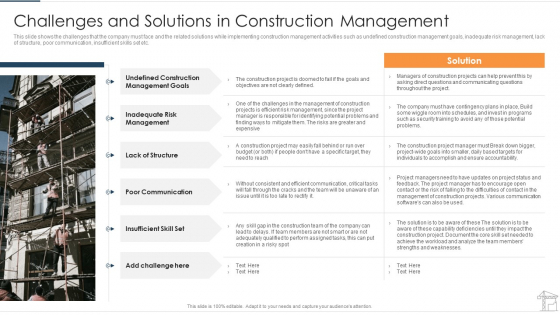 Challenges And Solutions In Construction Management Download PDF