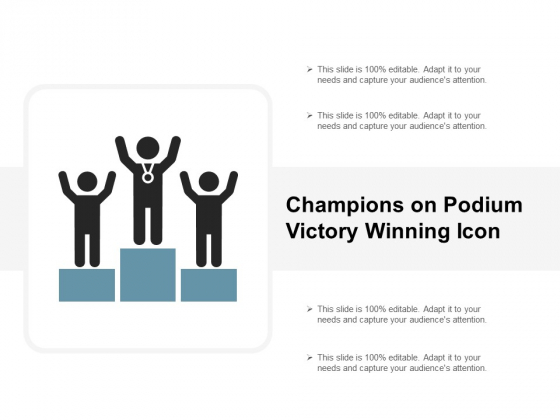 Champions On Podium Victory Winning Icon Ppt PowerPoint Presentation Layouts Icon