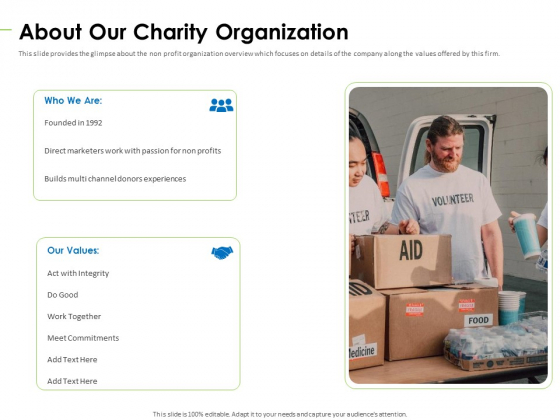 Charity Pitch Deck About Our Charity Organization Infographics PDF Charity Pitch Deck About Our Charity Organization Infographics PDF