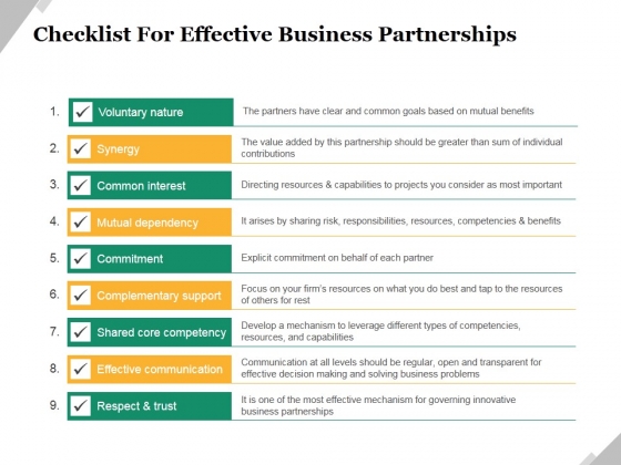 Checklist For Effective Business Partnerships Ppt PowerPoint Presentation Infographics Graphics Template Checklist For Effective Business Partnerships Ppt PowerPoint Presentation Infographics Graphics Template