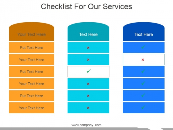 Checklist For Our Services Ppt PowerPoint Presentation Gallery Themes Checklist For Our Services Ppt PowerPoint Presentation Gallery Themes