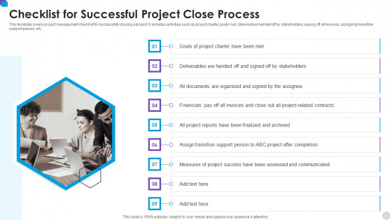 Checklist For Successful Project Close Process Information PDF