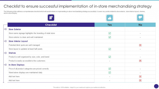 Checklist To Ensure Successful Implementation Of In Store Merchandising Strategy Graphics PDF