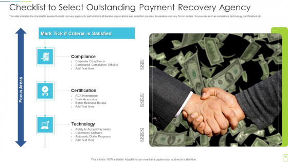 Checklist To Select Outstanding Payment Recovery Agency Template PDF