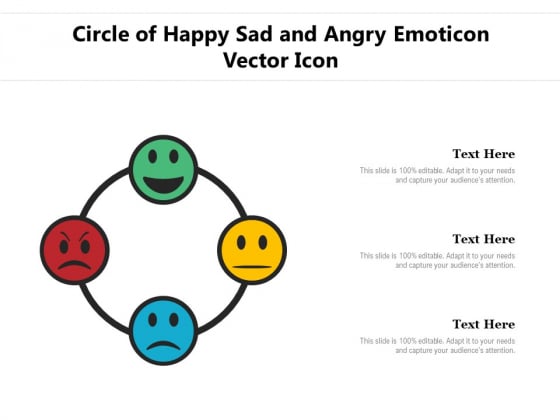 Circle Of Happy Sad And Angry Emoticon Vector Icon Ppt PowerPoint Presentation Portfolio Grid PDF