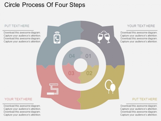 Circle Process Of Four Steps Powerpoint Templates