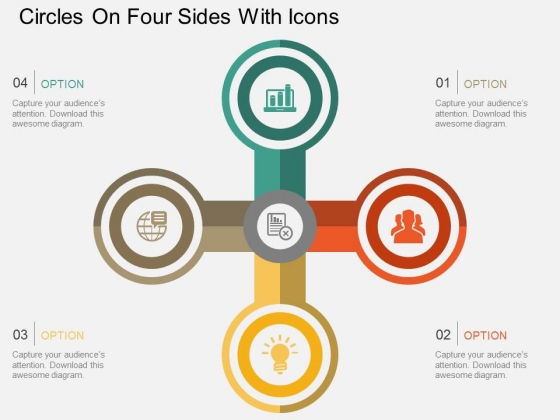Circles On Four Sides With Icons Powerpoint Template Circles On Four Sides With Icons Powerpoint Template
