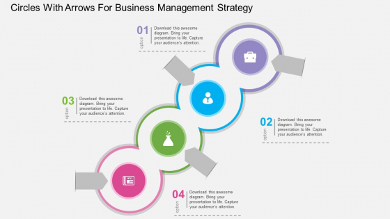 Circles With Arrows For Business Management Strategy Powerpoint Template