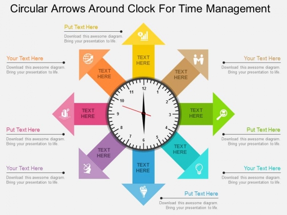 Circular Arrows Around Clock For Time Management Powerpoint Template Circular Arrows Around Clock For Time Management Powerpoint Template
