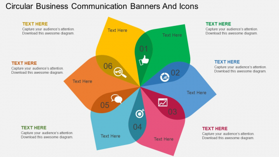 Circular Business Communication Banners And Icons Powerpoint Template