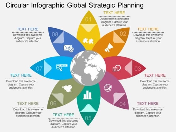 Circular Infographic Global Strategic Planning Powerpoint Template