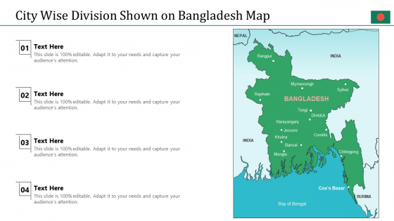 City Wise Division Shown On Bangladesh Map Ppt PowerPoint Presentation Gallery Slide Download PDF