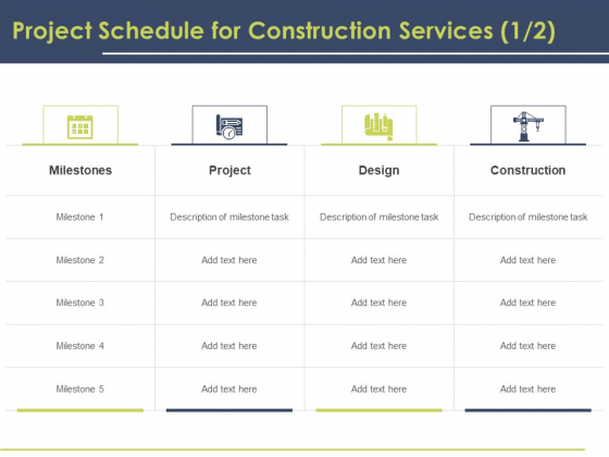 Civil Building Construction Proposal Project Schedule For Construction Services Design Icons PDF Civil Building Construction Proposal Project Schedule For Construction Services Design Icons PDF