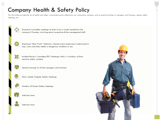 Civil Contractors Company Health And Safety Policy Ppt Professional Vector PDF
