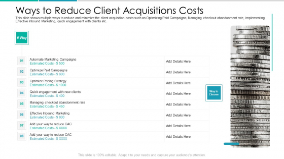 Client_Acquisition_Cost_For_Customer_Retention_Ways_To_Reduce_Client_Acquisitions_Costs_Download_PDF_Slide_1