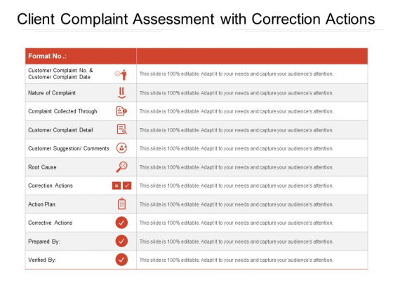 Client Complaint Assessment With Correction Actions Ppt PowerPoint Presentation File Pictures PDF Client Complaint Assessment With Correction Actions Ppt PowerPoint Presentation File Pictures PDF