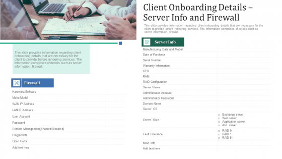 Client Onboarding Details Server Info And Firewall Ppt Summary Vector PDF Client Onboarding Details Server Info And Firewall Ppt Summary Vector PDF