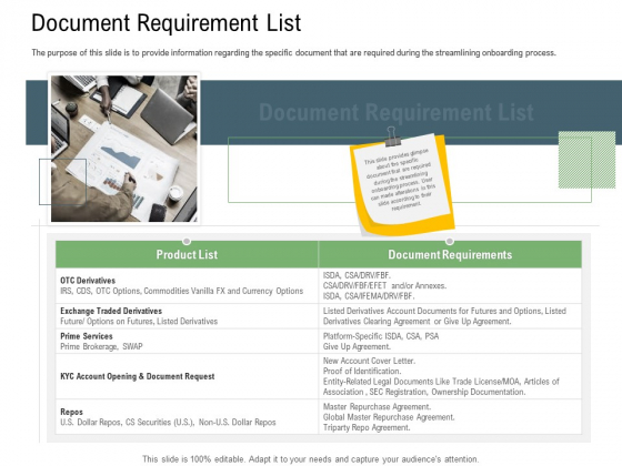 Client Onboarding Framework Document Requirement List Background PDF Client Onboarding Framework Document Requirement List Background PDF