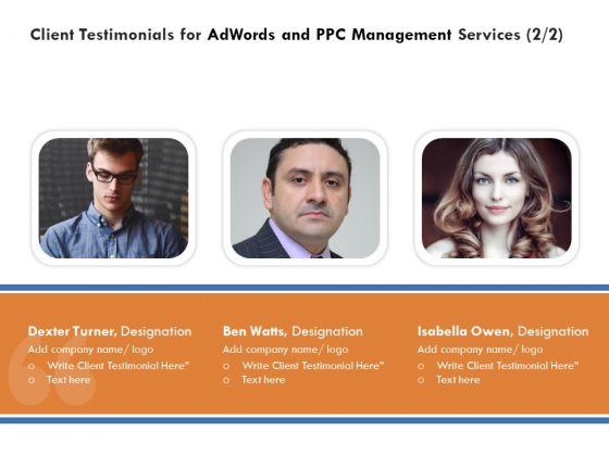 Client Testimonials For Adwords And PPC Management Services Diagrams PDF