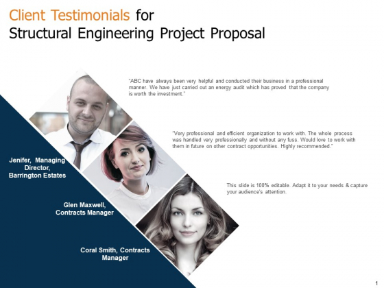 Client Testimonials For Structural Engineering Project Proposal Ppt Styles Diagrams PDF Client Testimonials For Structural Engineering Project Proposal Ppt Styles Diagrams PDF