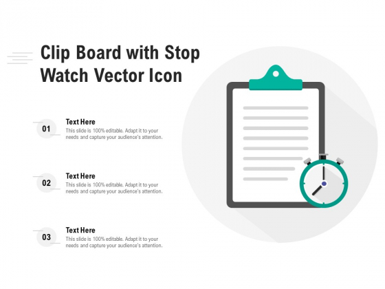 Clip Board With Stop Watch Vector Icon Ppt PowerPoint Presentation Styles Maker