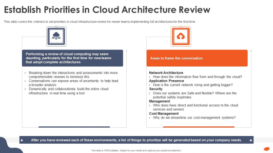 Cloud Architecture At Scale How To Execute A Cloud Infrastructure Evaluation Establish Priorities In Cloud Architecture Themes PDF