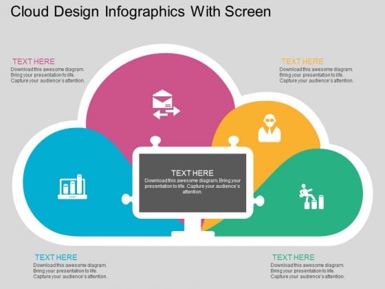 Cloud Design Infographics With Screen Powerpoint Template
